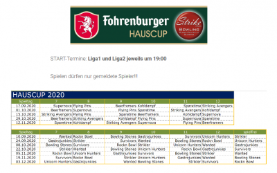 Hauscup – Start auf 19 Uhr vorverlegt!